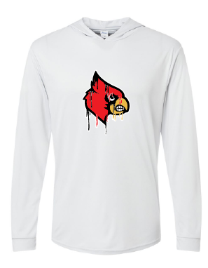 Cardinal head drip long sleeve hooded tshirt