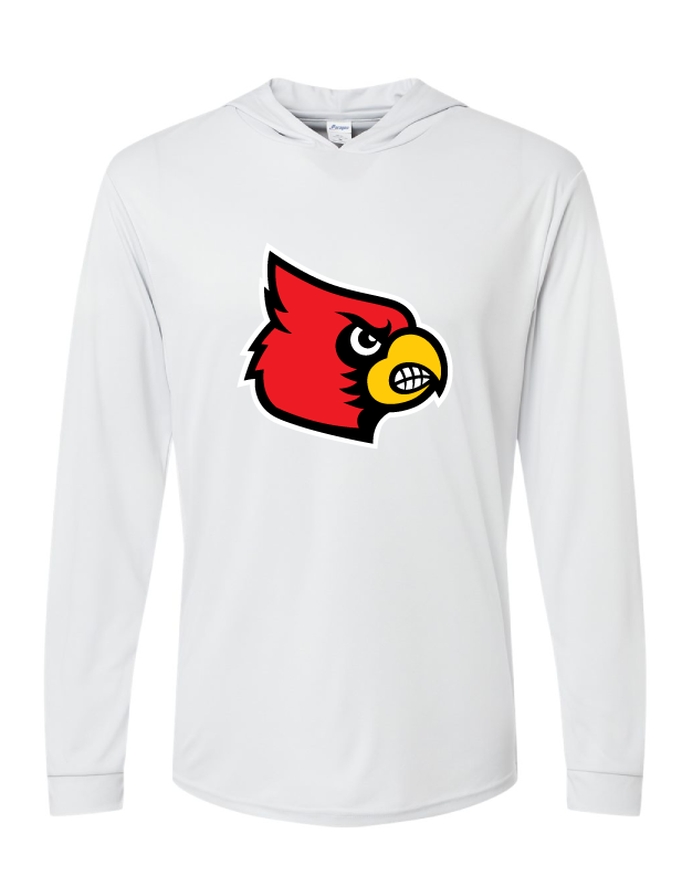 Cardinal head long sleeve hooded t shirt