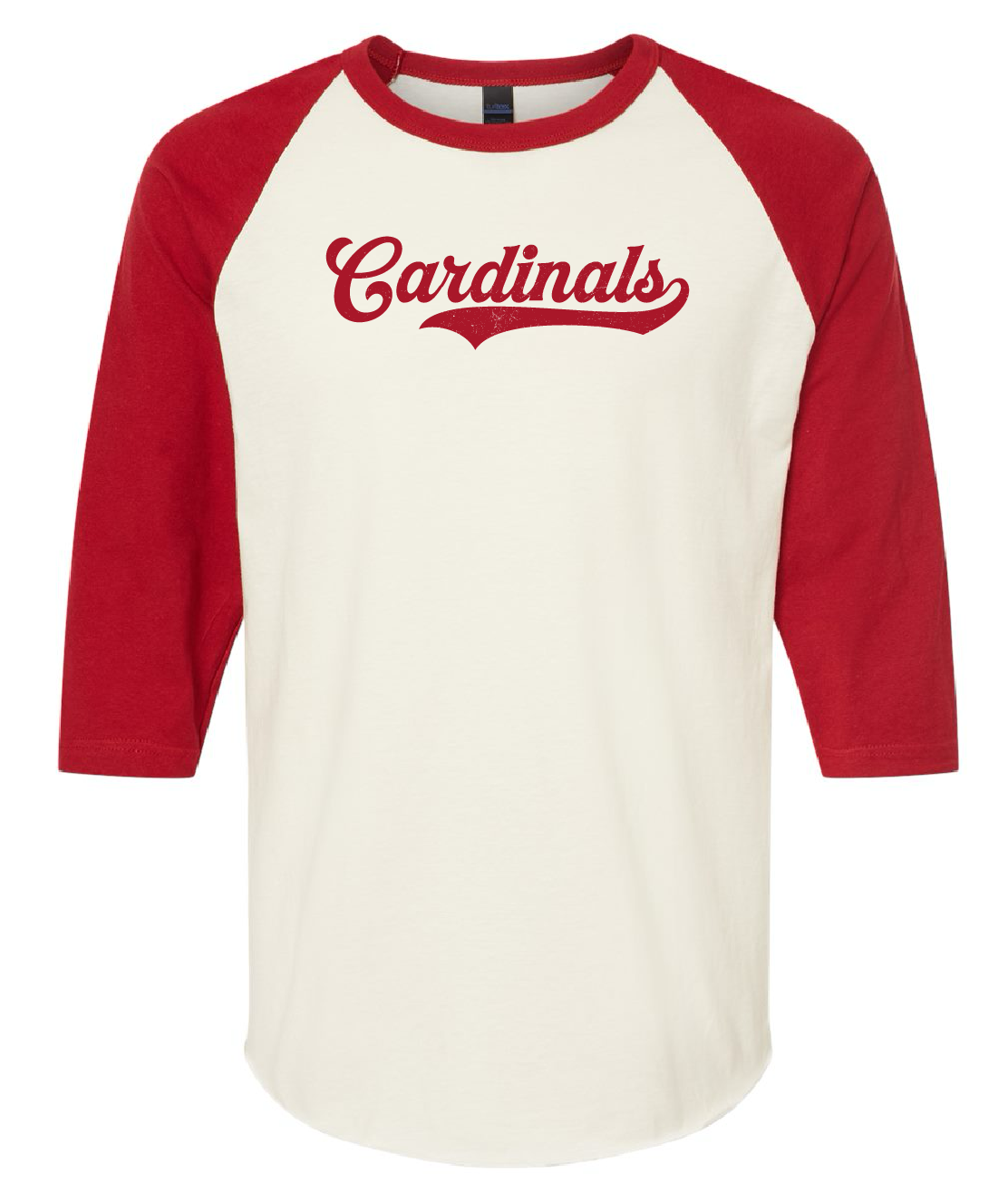 Distressed Cardinals retro 3/4 sleeve shirt