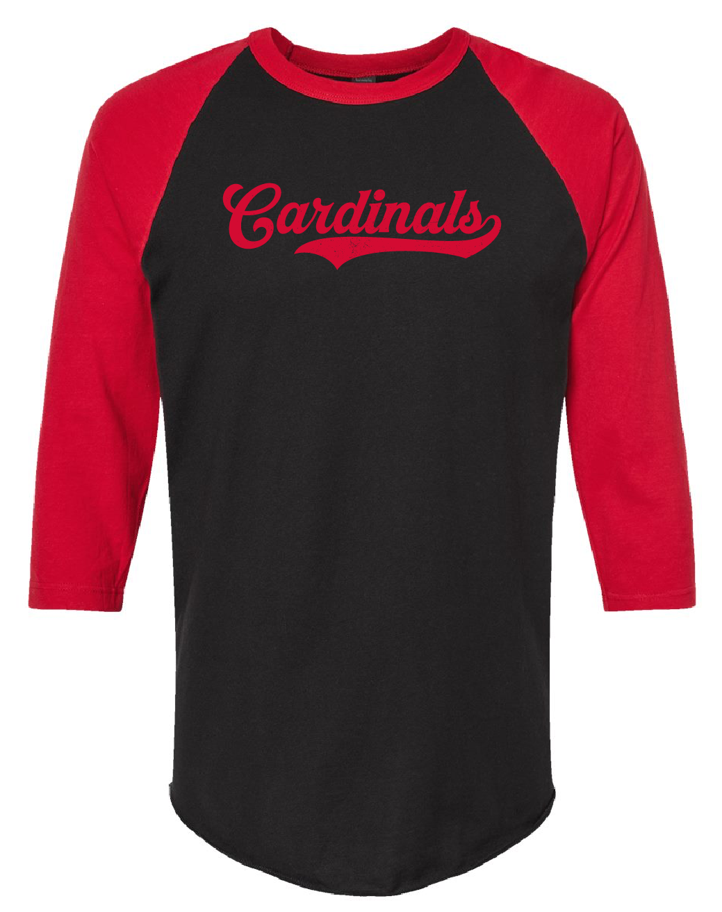Distressed Cardinals retro 3/4 sleeve shirt