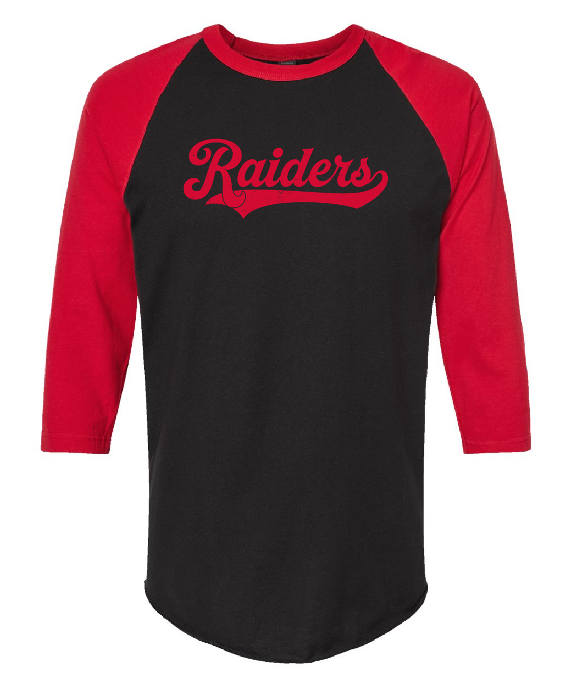 Distressed Raiders retro 3/4 sleeve shirt