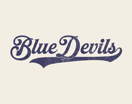 Distressed Blue devils retro 3/4 sleeve shirt