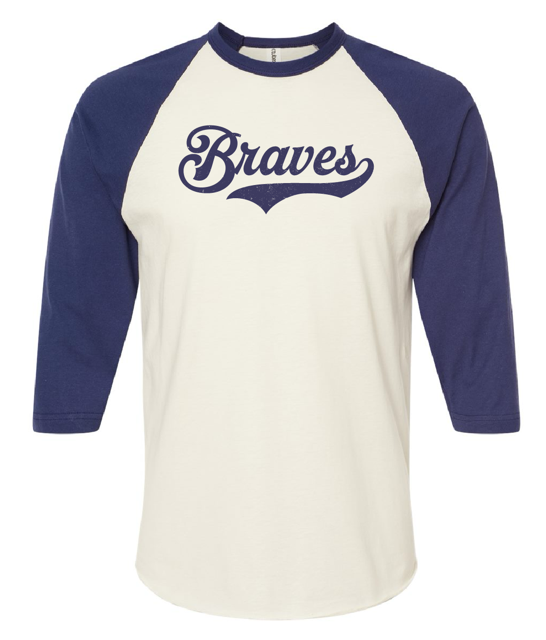 Distressed Braves retro 3/4 sleeve shirt
