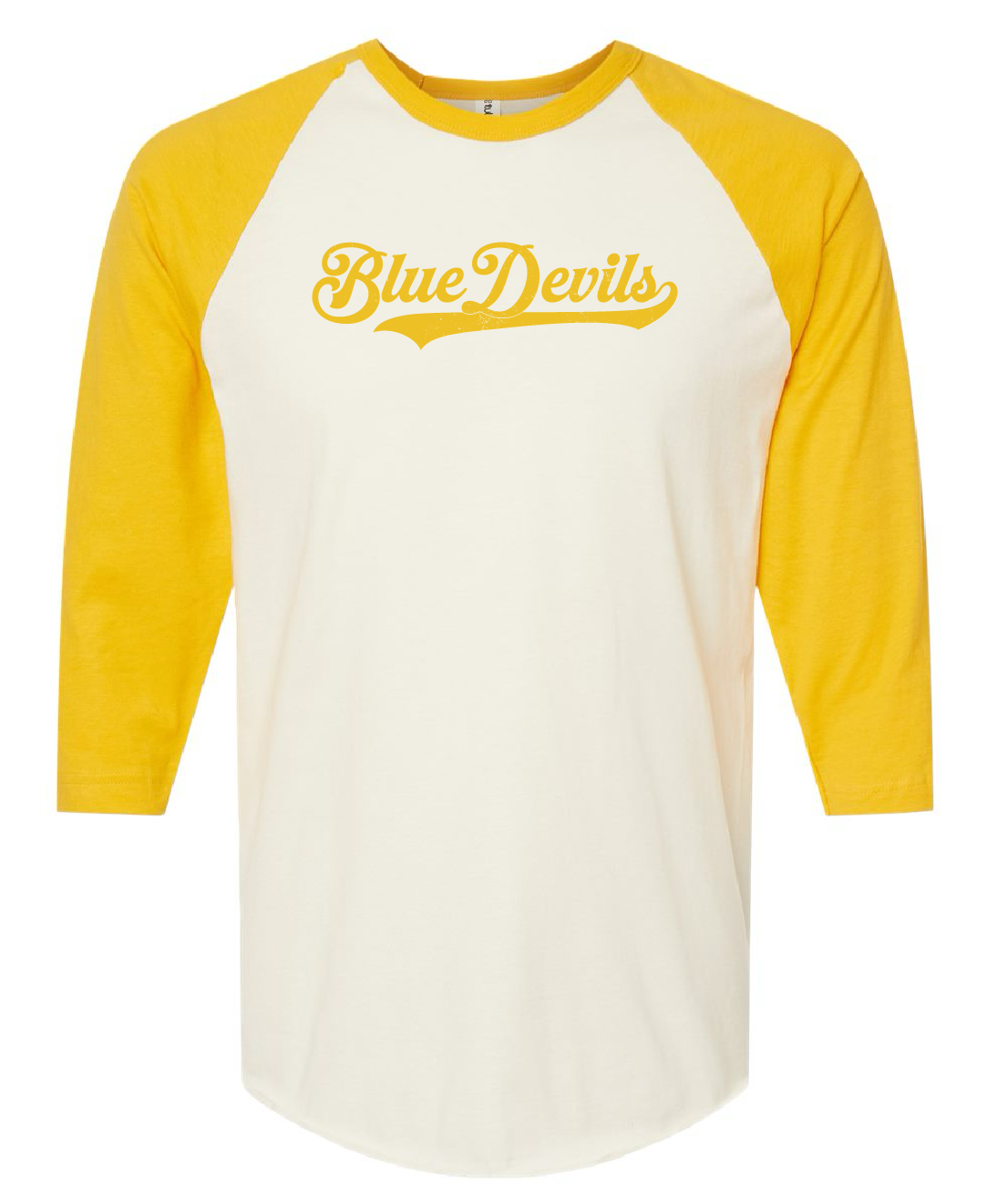 Distressed Blue devils retro 3/4 sleeve shirt