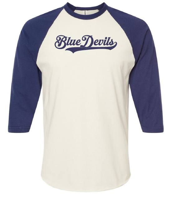 Blue devils retro 3/4 sleeve shirt