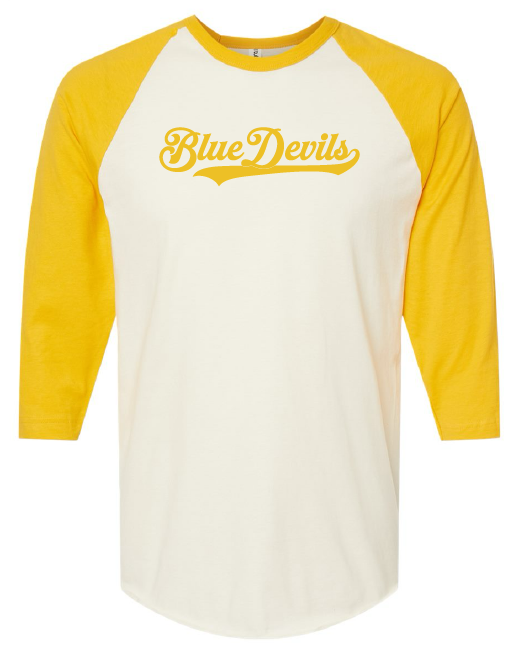 Blue devils retro 3/4 sleeve shirt