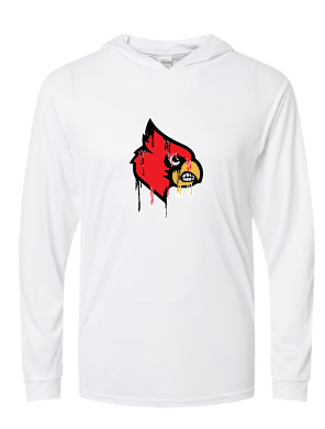 Jumpertown drip cardinal head long sleeve hooded tshirt